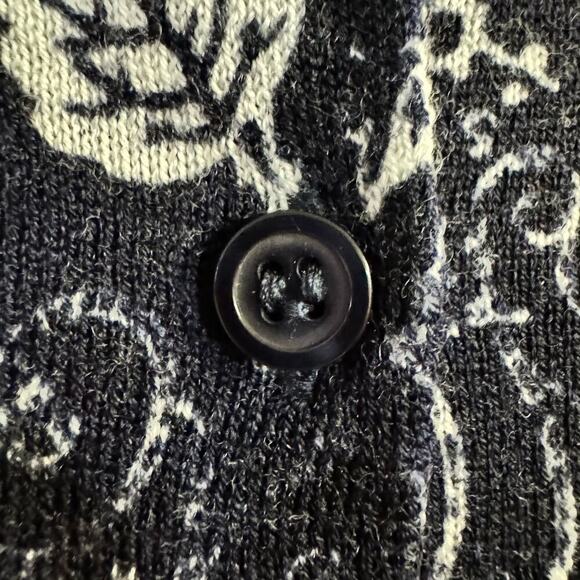 Garnet Hill Merino Wool Floral Knit Cardigan Lightweight Classic Size Medium - Picture 5 of 8